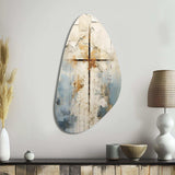 Beige Christianity Cross Of Jessus II - Asymmetric Metal Wall Art