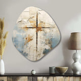 Beige Christianity Cross Of Jessus II - Asymmetric Metal Wall Art