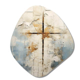 Beige Christianity Cross Of Jessus II - Asymmetric Metal Wall Art