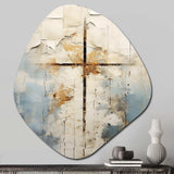 Beige Christianity Cross Of Jessus II - Asymmetric Metal Wall Art