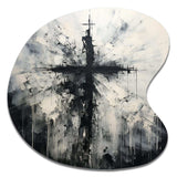 Minimalism Black And White Religious Cross - Asymmetric Metal Wall Art