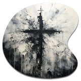 Minimalism Black And White Religious Cross - Asymmetric Metal Wall Art