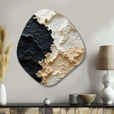 Abstract Cream And Black Liquid Paint - Asymmetric Metal Wall Art