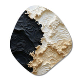 Abstract Cream And Black Liquid Paint - Asymmetric Metal Wall Art