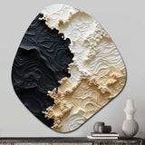 Abstract Cream And Black Liquid Paint - Asymmetric Metal Wall Art