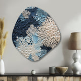 Under Water Blue And White Corals Collage - Asymmetric Metal Wall Art