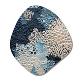 Under Water Blue And White Corals Collage - Asymmetric Metal Wall Art