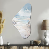 Coastal Beach Charm In Winter - Asymmetric Metal Wall Art