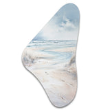 Coastal Beach Charm In Winter - Asymmetric Metal Wall Art