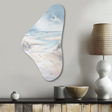 Coastal Beach Charm In Winter - Asymmetric Metal Wall Art