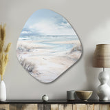 Coastal Beach Charm In Winter - Asymmetric Metal Wall Art