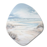 Coastal Beach Charm In Winter - Asymmetric Metal Wall Art