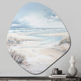 Coastal Beach Charm In Winter - Asymmetric Metal Wall Art