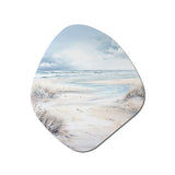 Coastal Beach Charm In Winter - Asymmetric Metal Wall Art