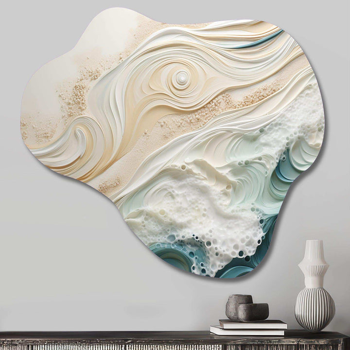 Modern Blue And Beige Sand Aerial View IV - Asymmetric Metal Wall Art