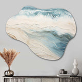 Modern Blue And Beige Sand Aerial View V - Asymmetric Metal Wall Art