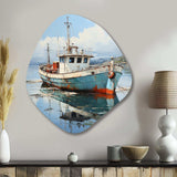 Fishing Boat At The Port - Asymmetric Metal Wall Art