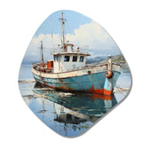 Fishing Boat At The Port - Asymmetric Metal Wall Art