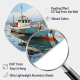 Fishing Boat At The Port - Asymmetric Metal Wall Art