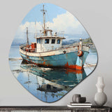 Fishing Boat At The Port - Asymmetric Metal Wall Art