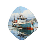 Fishing Boat At The Port - Asymmetric Metal Wall Art