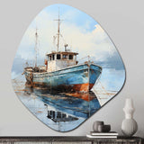 Fishing Boat At The Port IV - Asymmetric Metal Wall Art