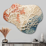 Pink And White Coastal Coral Collage I - Asymmetric Metal Wall Art