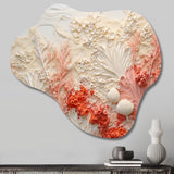 Pink And White Coastal Coral Collage V - Asymmetric Metal Wall Art