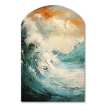 Modern Coastal Blue And Gold Wave - Asymmetric Metal Wall Art