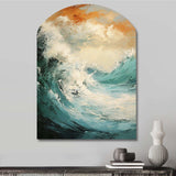 Modern Coastal Blue And Gold Wave - Asymmetric Metal Wall Art