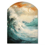 Modern Coastal Blue And Gold Wave - Asymmetric Metal Wall Art