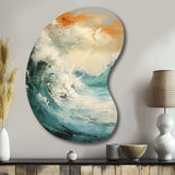 Modern Coastal Blue And Gold Wave - Asymmetric Metal Wall Art