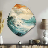 Modern Coastal Blue And Gold Wave - Asymmetric Metal Wall Art