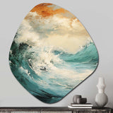 Modern Coastal Blue And Gold Wave - Asymmetric Metal Wall Art