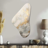 Modern Coastal Beige And Gold River II - Asymmetric Metal Wall Art