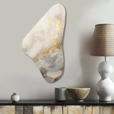 Modern Coastal Beige And Gold River II - Asymmetric Metal Wall Art