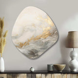 Modern Coastal Beige And Gold River II - Asymmetric Metal Wall Art