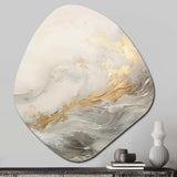 Modern Coastal Beige And Gold River II - Asymmetric Metal Wall Art