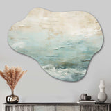 Modern Coastal Beige And Blue River I - Asymmetric Metal Wall Art