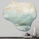 Modern Coastal Beige And Blue River I - Asymmetric Metal Wall Art