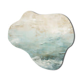 Modern Coastal Beige And Blue River I - Asymmetric Metal Wall Art