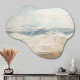 Modern Coastal Beige And Grey River - Asymmetric Metal Wall Art