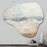 Modern Coastal Beige And Grey River - Asymmetric Metal Wall Art