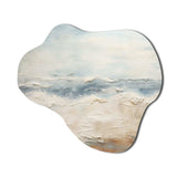 Modern Coastal Beige And Grey River - Asymmetric Metal Wall Art