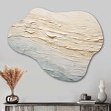 Modern Coastal Beige And Grey River I - Asymmetric Metal Wall Art