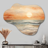 Beige And Golden Beach Sunset Paradise II - Asymmetric Metal Wall Art