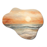 Beige And Golden Beach Sunset Paradise II - Asymmetric Metal Wall Art