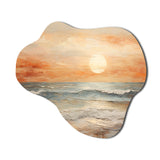 Beige And Golden Beach Sunset Paradise II - Asymmetric Metal Wall Art