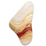 Gold And Red Soft Wave Fusion - Asymmetric Metal Wall Art