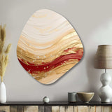 Gold And Red Soft Wave Fusion - Asymmetric Metal Wall Art